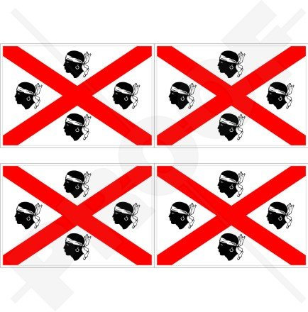 Sardinien Historische sardische Flagge, Italien, 50 mm, Vinyl, Aufkleber, 4 Sticker