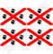Sardinien Historische sardische Flagge, Italien, 50 mm, Vinyl, Aufkleber, 4 Sticker