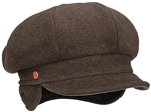 Mayser Camilla Ballonmütze Schirmmütze Wide Fit Ohrenklappen Damen Made in EU Winter braun-meliert S (54-55 cm)
