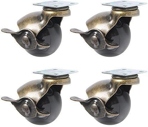 Aisaving Lenkrollen, drehbar, 360 Grad drehbare Kugelrollen, Oberplatte mit Kapuze, Möbelrolle, 4 Stück (Ball Caster with Brake, 1.5 (40mm))