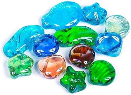 ARSUK Perle e ciottoli in Vetro, Vetro Nuggets, ciottoli, Gemme Forma Rotonda, Decorazioni (12 Pezzi di ciottoli di Vetro Artistico)