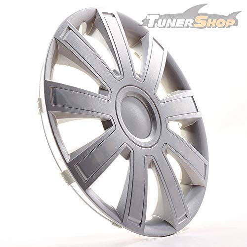 Tunershop 4 Radkappen Radzierblenden 15 Zoll Arrow Lux Silber 4-2433105 kompatibel mit Alfa Dacia Honda Land Rover Mitsubishi Saab Suzuki