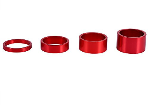 Yosoo Health Gear Bike Headset Spacer, Cycle Stem Headset Spacers, 5mm/10mm/15mm/20mm Aluminum Alloy Bicycle Stem Spacers Front Stem Fork Bike Washers for Mountain Bike, Road Bike (Red)