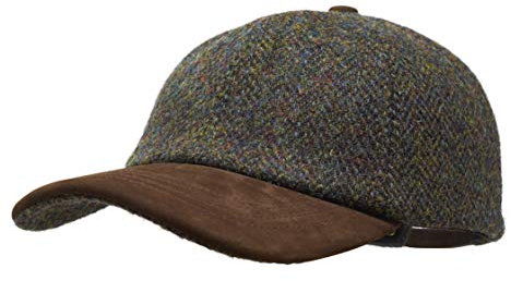 Borges & Scott Munro Baseball Cap - 100% Wolle - Harris Tweed – Schirm aus Nubuk Leder - Wald