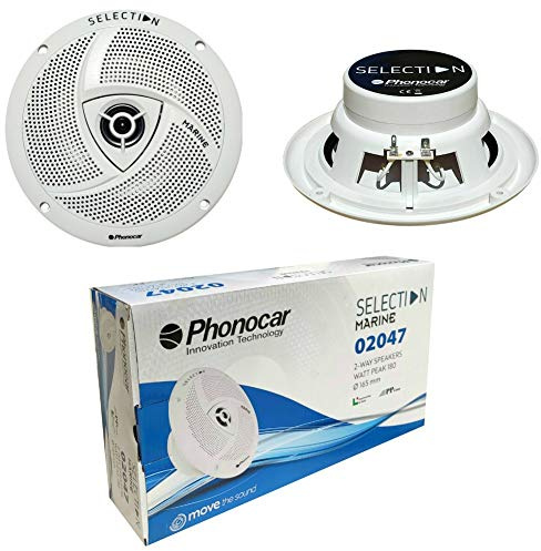 2 altoparlanti PHONOCAR SELECTION 02047 coassiali marini nautici 2 vie 16,50 cm 165 mm 6,5 35 watt rms 90 watt max impermeabili x barca mare lido gommone, a coppia