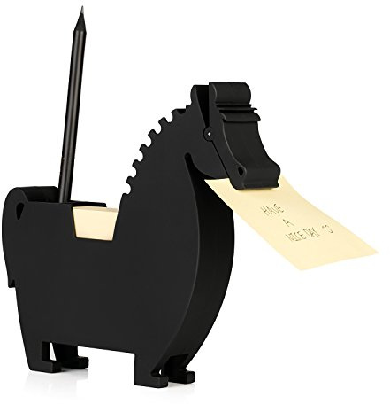 Memo Holder Desk Notepad Dispenser Horse Pen Holder Multifunctional Clip for Notes Short Notepad 2 Packs Memo (Horse Black)