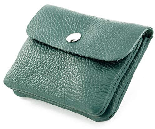 modamoda de P09 Damen Münzgeldbörse Geldbörse Portemonnaie Klein Leder Made in Italy P09, Farbe:Petrol
