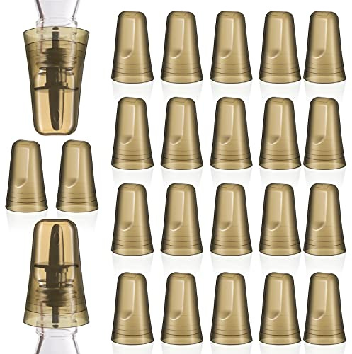 Chengu 24 Pieces Liquor Bottle Covers Pour Spout Covers Bar Toppers for Bottles Universal Pour Dispenser Dust Translucent Silicone Rubber Spout Caps for Bar Home Kitchen Tools Supplies (Champagne)
