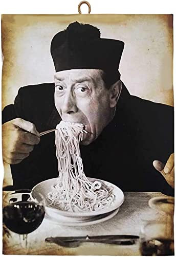 KUSTOM ART Cucuba Bild im Vintage-Stil, berühmte Schauspieler Don Camillo - Fernandel. Druck Auf Holz für Restaurants Pizzeria Bar Hotel 40 x 30 cm