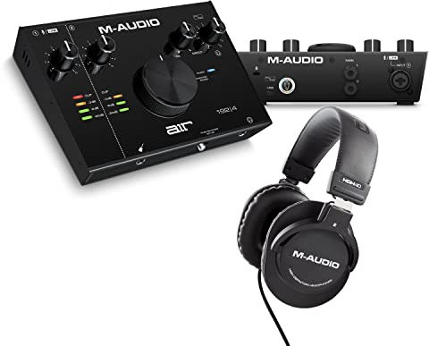 M-Audio AIR 192x4 + HDH40 - USB C Audio Interface, Over Ear Headphones and Music Production Software for Recording, Streaming and Podcasting