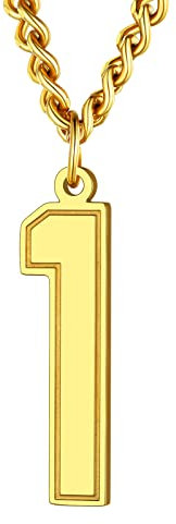 Supcare 18k vergoldet Zahl Ein Kette Damen Nummer 1 Anhänger Halskette für Männer Jungen Hip Hop Rapper Charm Halskette Modeschmuck Accessoire aus Edelstahl