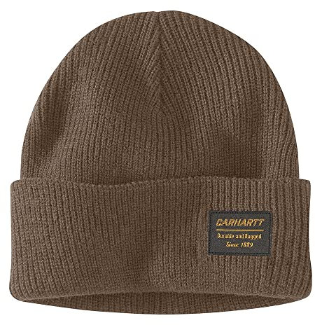 Carhartt Herren Strickmütze, robust, Patch Beanie-Mütze, Kaffee, Einheitsgröße