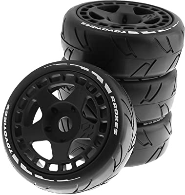 Baoblaze 4X RC Car Nabe Felge Und Reifen 1:8 1:7 Gummi für RC Road Buggy Car, Schwarz