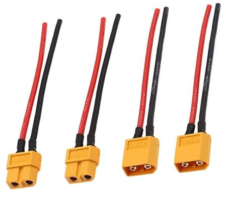 Switian 2 Paar XT60 Stecker Männlich/Weiblich mit 10cm 14AWG Silikonkabel | Hochtemperatur-Beständig | Wasserdichte RC Steckverbinder für Lipo Akku, Drohnen, Modellbau & RC Fahrzeuge
