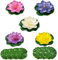 Tsling 12 Stück künstliche Seerose,Schwimmende Blume Simulation Lotus Schaum Dekoration,5 Bunte Lotusblumen +7 Lotusblätter, Eva Schaum Seerose 10cm,für Fischteich Aquarium Garten Teich Deck