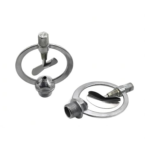 Aspersor giratorio de 360 ° con rosca externa de 1/2 pulgadas, boquilla de mariposa de zinc de metal, adecuada para riego de césped de jardín, boquilla giratoria (2 piezas)
