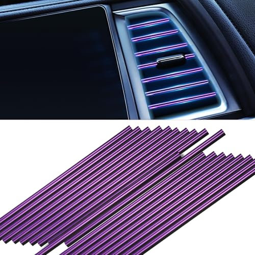Huiguli 30 Piezas Tiras Decorativas de Ventilación de Coche, Aire Acondicionado de Automóvil Salida de Ventilación Rejillas, Accesorios de Coche para Todas Las Salidas de Ventilación Rectas (morado)