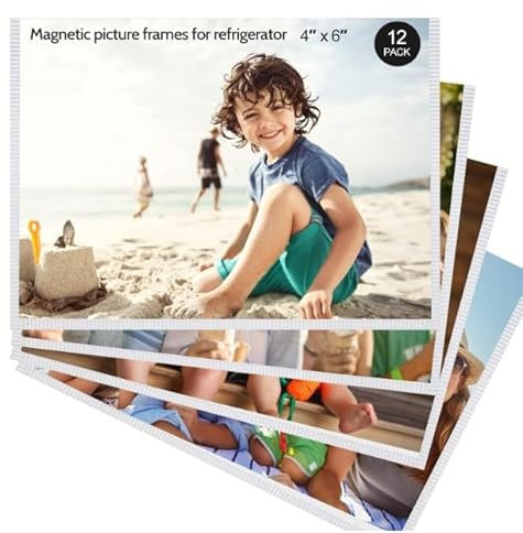 Gatphy 12Pcs Cadre Photo Magnetique Frigo Cadre Photo Magnetique 10x15 cm avec Poche Transparente Cadre Photo Frigo Magnetique Armoires Bureau Casiers Classe pour Photos Paysages Peintures