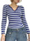EMMIOL Y2K Tops für Damen, grafisches Crop-Top, Knopfleiste, langärmelig, Henley-Shirt, schmale Passform, geripptes Crop Top, 1-himmelblau, Mittel