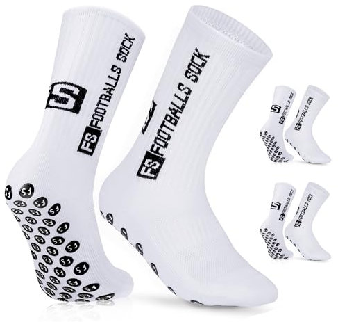 AVABEST Fussball Socken 2 Paar Grip Socken Fussball 35-39 für Damen Kinder und Teenager Fußballsocken Rutschfeste Sportsocken für Basketball Laufen Radfahren Tennis, Weiß