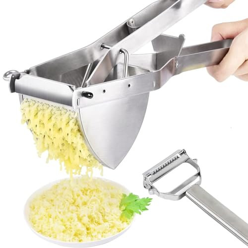 Wondercook - Presse purée manuel + éplucheur de légumes pour purée et gnocchis maison - Moulin à légumes - Presse pomme de terre professionnel idéal faire vos pots pour bébé.