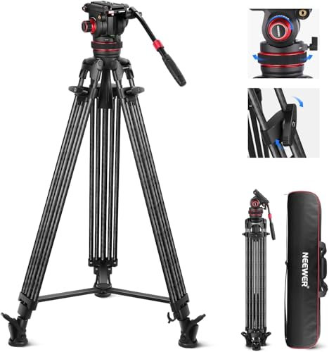 NEEWER 78 Treppiede Video, Fibra Carbonio, Treppiede per Fotocamere a Sgancio Rapido, Testa Fluida Smorzante Regolabile, Piastra QR Doppia Modalità, Carico 22lb,LL35