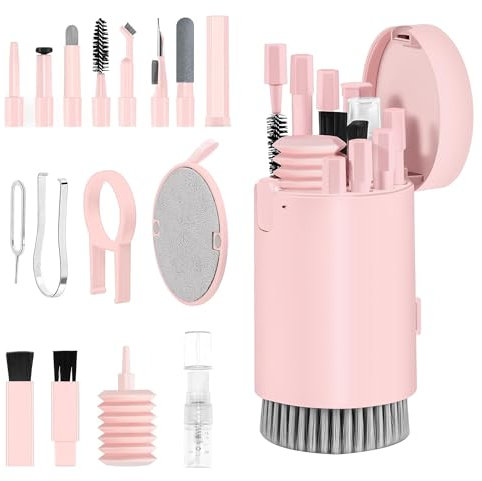 20-in-1 Laptop Screen Keyboard Cleaning kit, Cell Phone Cleaning kit, Airpod Cleaning kit, Electronics Cleaning kit for Mobile Phones, Tablets, Computers, Computer Monitors, TV Camera Lenses,Pink