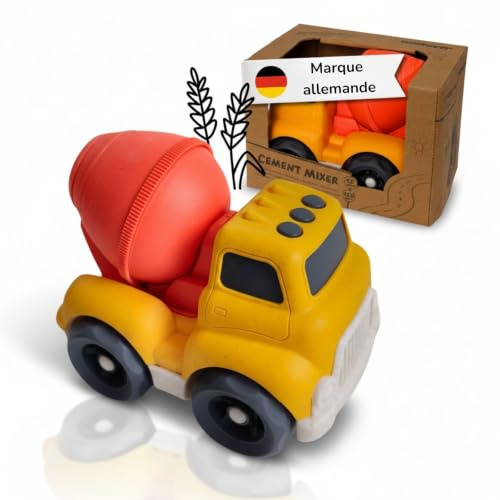 alldoro Betonmischer, Spielzeug-Auto, Baustellen-Fahrzeug, drehbare Trommel | robuster Kunststoff-Weizenstroh-Mix, 18 cm groß, im Kinderzimmer & als Sandspielzeug, im Garten, Sandkasten oder am Strand