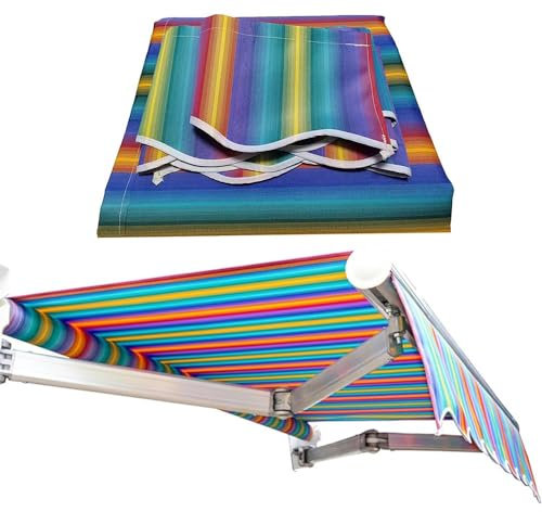 Ausziehbare Markise, Ersatzstoff, wasserdicht, Polyester, Baldachin für Terrassenfenster, Tür, Sonnenschutz mit Volant (4 x 3,5 m)