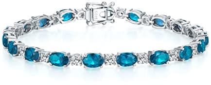 GEMLANTO Armband Damen 925 Sterling Silber Edelstein Tennis Armband Frauen Geburtsstein Schmuck Geschenk für Valentinstag Verlobung Geburtstags Muttertags Weihnachten