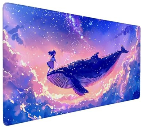 Mousepad, Mauspad XXL 1200 x 600 x 3mm, mit Rutschfester Gummiunterseite, Wasserdichtes Mauspad, Mini-Mauspad für Damen, Herren, Kabellose Maus Laptops, Zuhause, Büro Mauspad (Lila, Karikatur) 5-S