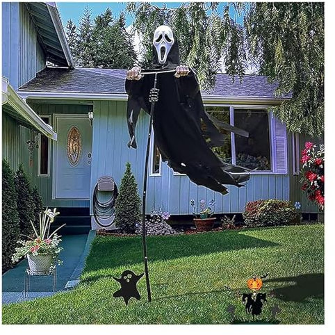 BAAFCL Scream Scarecrow Screaming Ghost Halloween: Ghost of Death Ghostface Vogelscheuche Flying Scarecrow Halloween Dekoration Outdoor Garten Veranda Hof
