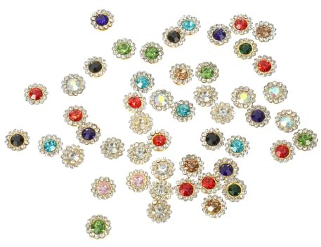 IWOWHERO 200 Stück 10/12 Mm Doppellagige Solar-blumen-strasssteine Nähkrallen Kopfschmuck-zubehör Für Handgefertigte Projekte