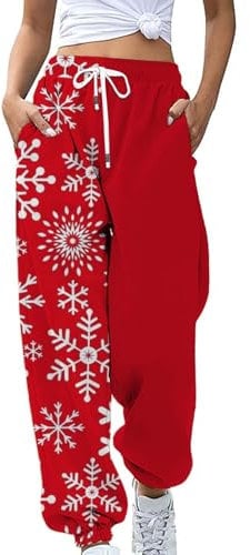Prime Angebote Damen Baggy Jogginghose Damen Lang Hose Weihnachten Sporthose Hohe Taille Freizeithose Trainingshose Bequeme Jogger Pant Loungehose Cinch Bottom Sweatpants Damen Hosen Sale