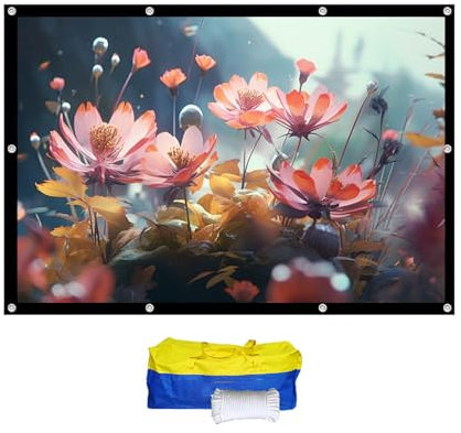 CNHRFGVD Pantalla de proyección portátil 150inch con la Bolsa, 16:9 HD, Negro Volver Opaco, Lavable, 300inch Tela proyector para Cine en casa, Exterior, Sala de Medios de comunicación(200inch)