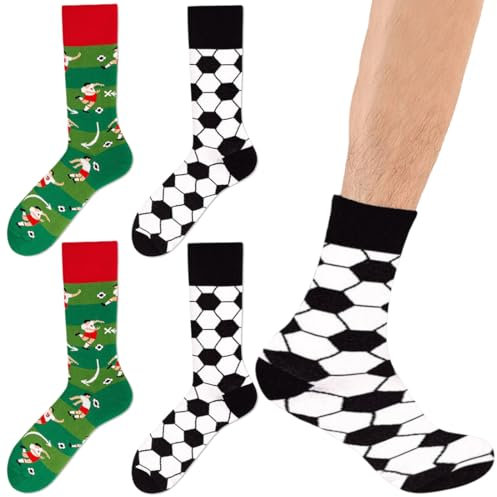 AVRUYPI 2 paar Fußball Socken, Fussball Geschenke Jungen, Fußballsocken, Socken Unisex Damen Herren, links rechts verschieden, Fussball Geschenk, 38-42