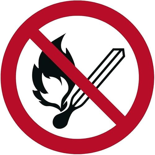 10 Stück Feuer offenes Licht rauchen verboten Aufkleber Gebotszeichen mit UV Schutz Warnzeichen für Außenbereich Innenbereich von SVENOVA 9,5 x 9,5 cm