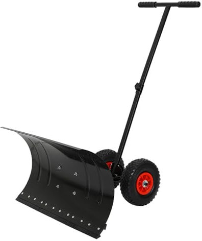 Schneepflug Schneeräumschaufel, Schneeschieber mit Rädern, Schneeschaufel zum Schieben von Schneebrettern, Haushalts-Schneepflugwerkzeug, Fahrzeug-Schneeschaufel, rollender, verstellbarer Sc