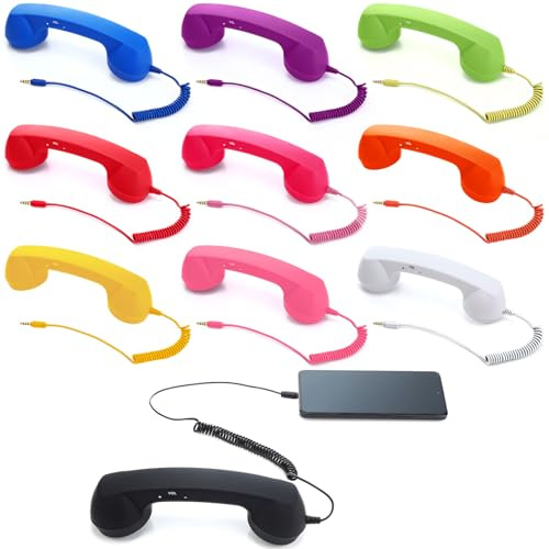 Relaxweex 10 colores de 3,5 mm, retro, receptor de teléfono celular, vintage, vintage, adaptador de teléfono a teléfono fijo, micrófono, altavoz, receptor de mano para móvil, almohadilla de vieja
