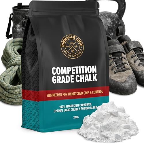 Pinnacle Grip Climbing Chalk - Competition-Grade Gym Chalk for Rock Climbing, Bouldering, Gymnastics, Weightlifting - Magnesium Carbonate Lifting Chalk, 60/40 Chunk & Powder Blend, No Additives - 200g