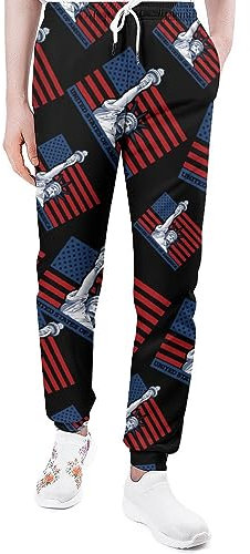Freiheitsstatue of Liberty Herren-Jogginghose mit USA-Flagge und Cinch-Hose, trendige Lounge-Hose mit Taschen, Siehe Abbildung, L