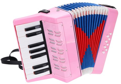 QUARKZMAN Akkordeon 17 Tasten 8 Bassknopf Ziehharmonika Spielzeug Mini Musikinstrument Leichtgewicht für Erwachsene Anfänger Bildung, Pink