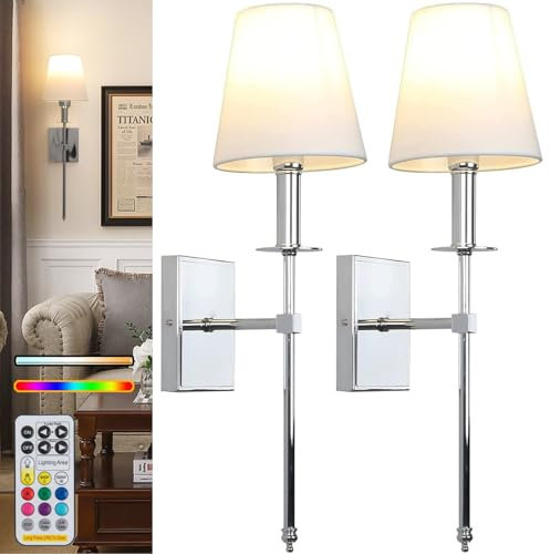 Wall Lights Battery Operated Wall Sconces Set Of 2,Gold Rechargeable Wall Light With Wireless Remote Dimmable,10 Colors Modes Cordless Battery Sconce Indoor Wall Lamp For Bedroom Living Room Hallway(C
