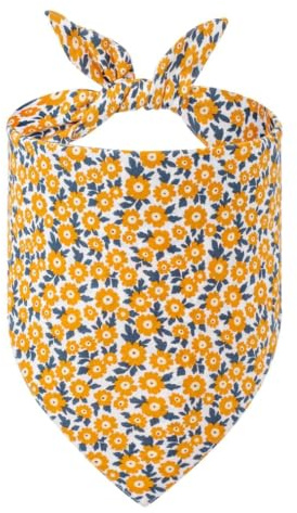 Hundehalstuch, Dreieckstuch mit Blumenmuster, waschbar, verstellbares Hundehalstuch, gelbe Bandanas, Kleidung und Zubehör für große, mittelgroße Hunde und Katzen, 1 Stück