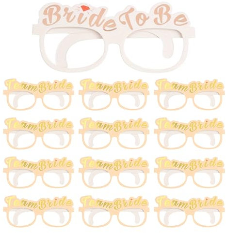 Solvica Hen Party Accessories Glasses,Shiny Rose Gold Hen Do Accessories 9Pcs Team Bride and 1 Bride to be Glasses for Hen Party Games Decorations Gifts Party Bag Fillers Bachelorette Photo Props