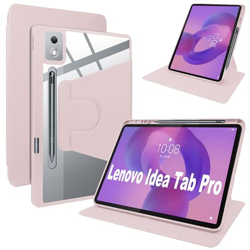 Lemxiee Funda para Lenovo Idea Tab Pro Cover,Funda Protectora con Soporte Plegable/con Ranura para bolígrafo,Funda de Cuero PU + acrílico Transparente