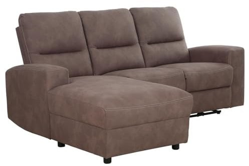 Ecksofa - Schlammgrau - Mikrofaser - 1-motorig mit elektrischer Relaxfunktion