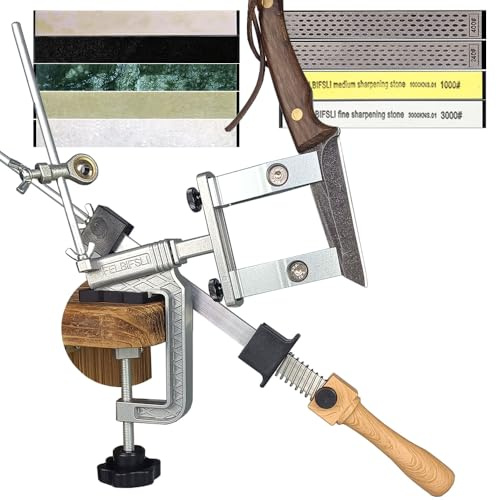 FELBIFSLI Knife Sharpeners Professional, Knife Sharpening Kit, 360 Flip Knife Sharpening System, Rotation Fixed-Angle, Kitchen Chef Knife Sharpener Kit, 12 Stones Kit