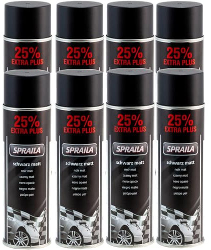 ECI 8 x Auto Lackspray Dose Sprühlack Schwarz Matt Spraydose 500ml