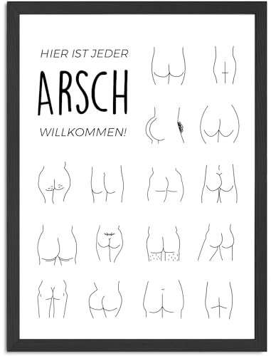 MoonWorks® Poster Bilder Badezimmer Lustig Wand-Deko Bad WC Hintern Po Digitaldruck Artprint